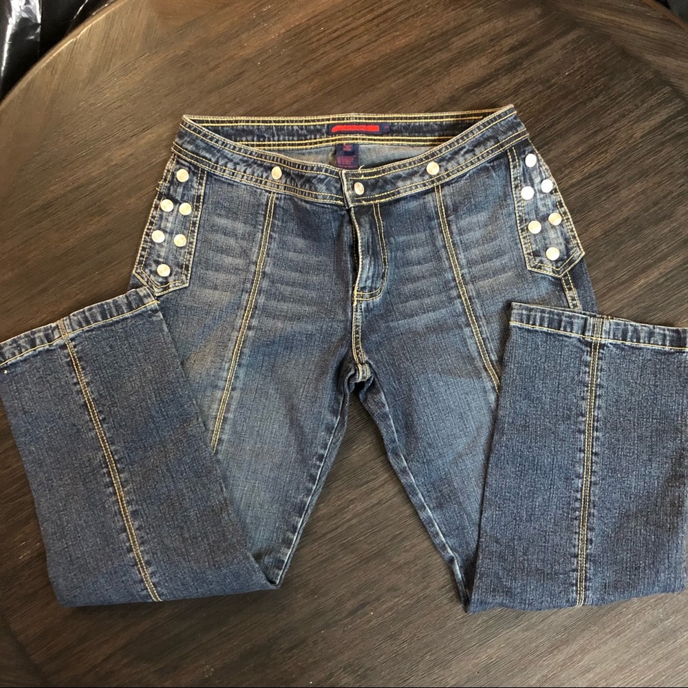 Vintage Yuka cropped jeans, side button detail